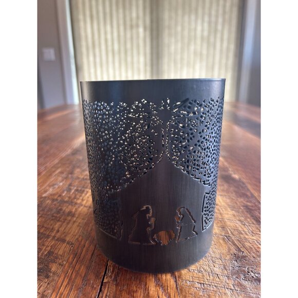 Scentsy Wrap Full-Size Warmer Silhouette Joy To The World Design Black Metal - Picture 3 of 8